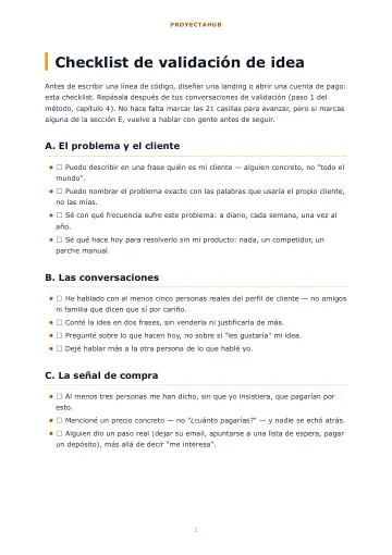 Checklist de validación de idea